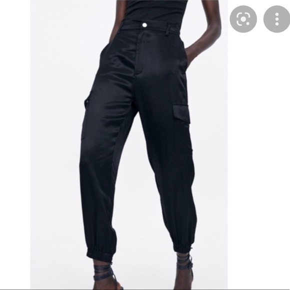 Zara | Pants u0026 Jumpsuits | Zara Satin Effect Silky Cargo Joggers Size S |  Poshmark